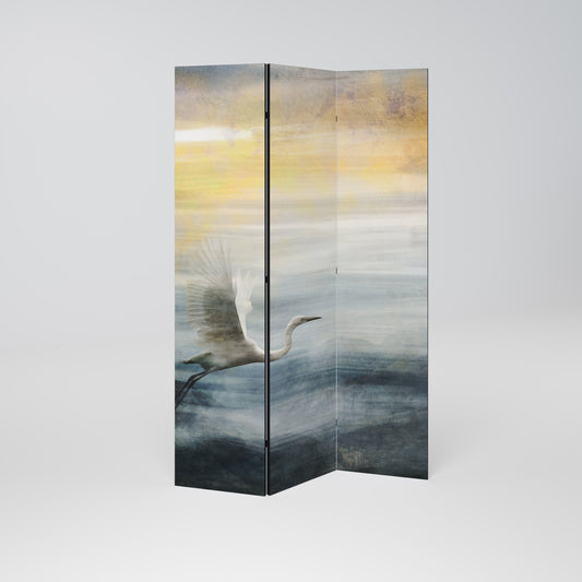 HERON IN FLY Decorative 3-Panel Room Divider