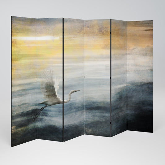HERON IN FLY Decorative 6-Panel Room Divider
