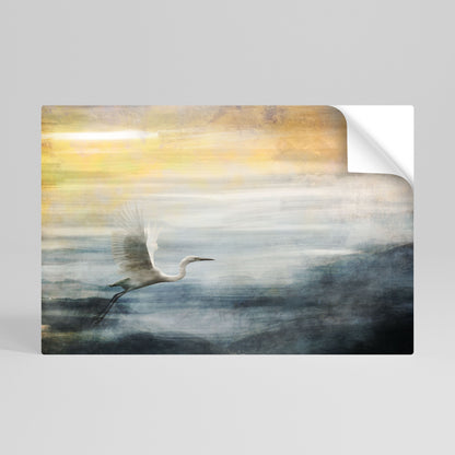 HERON IN FLY Peel and Stick Horizontal Poster