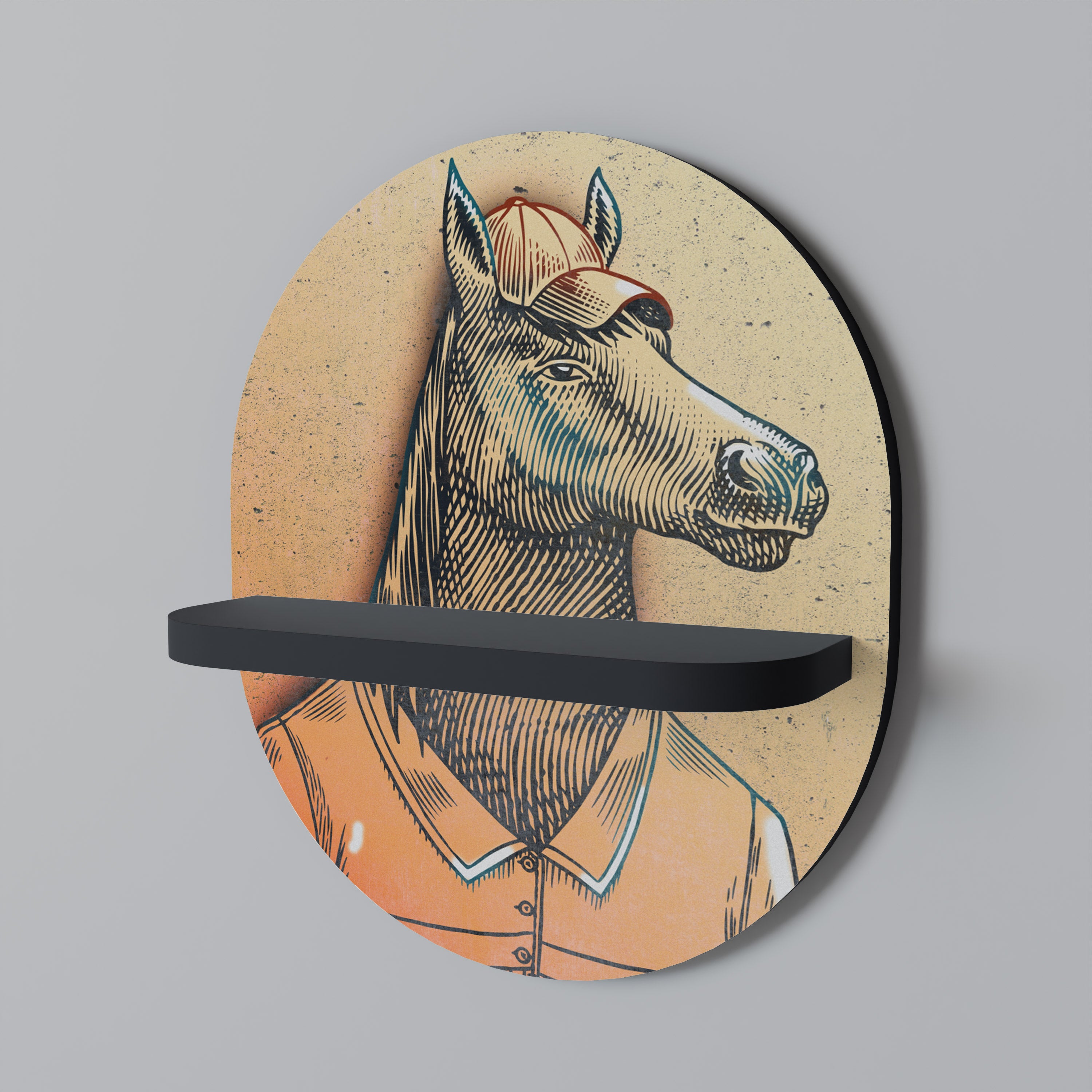 EQUINE SWAGGER Oval konsthylla i svart finish
