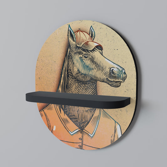 EQUINE SWAGGER Oval konsthylla i svart finish