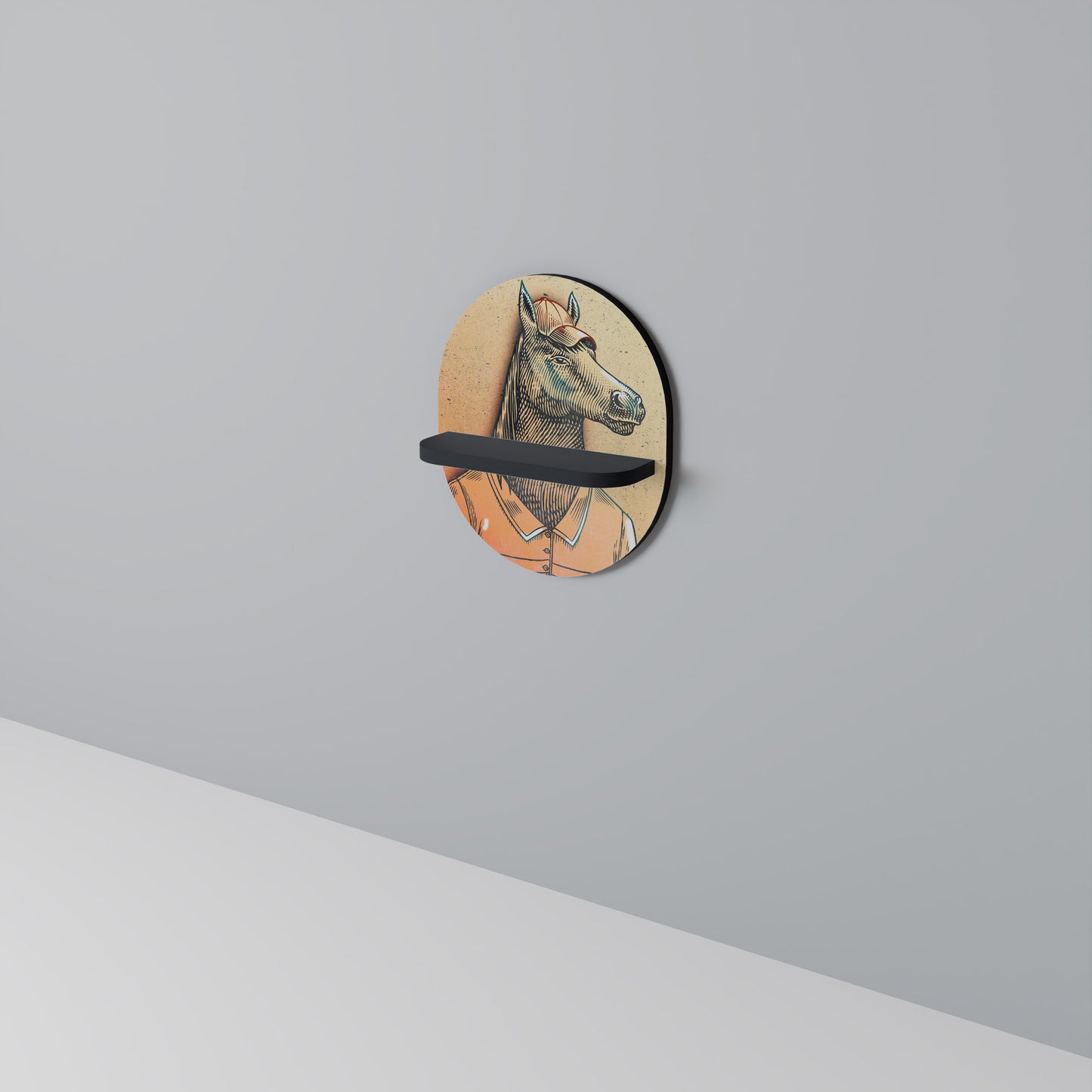 EQUINE SWAGGER Oval Art Shelf In Black Finish