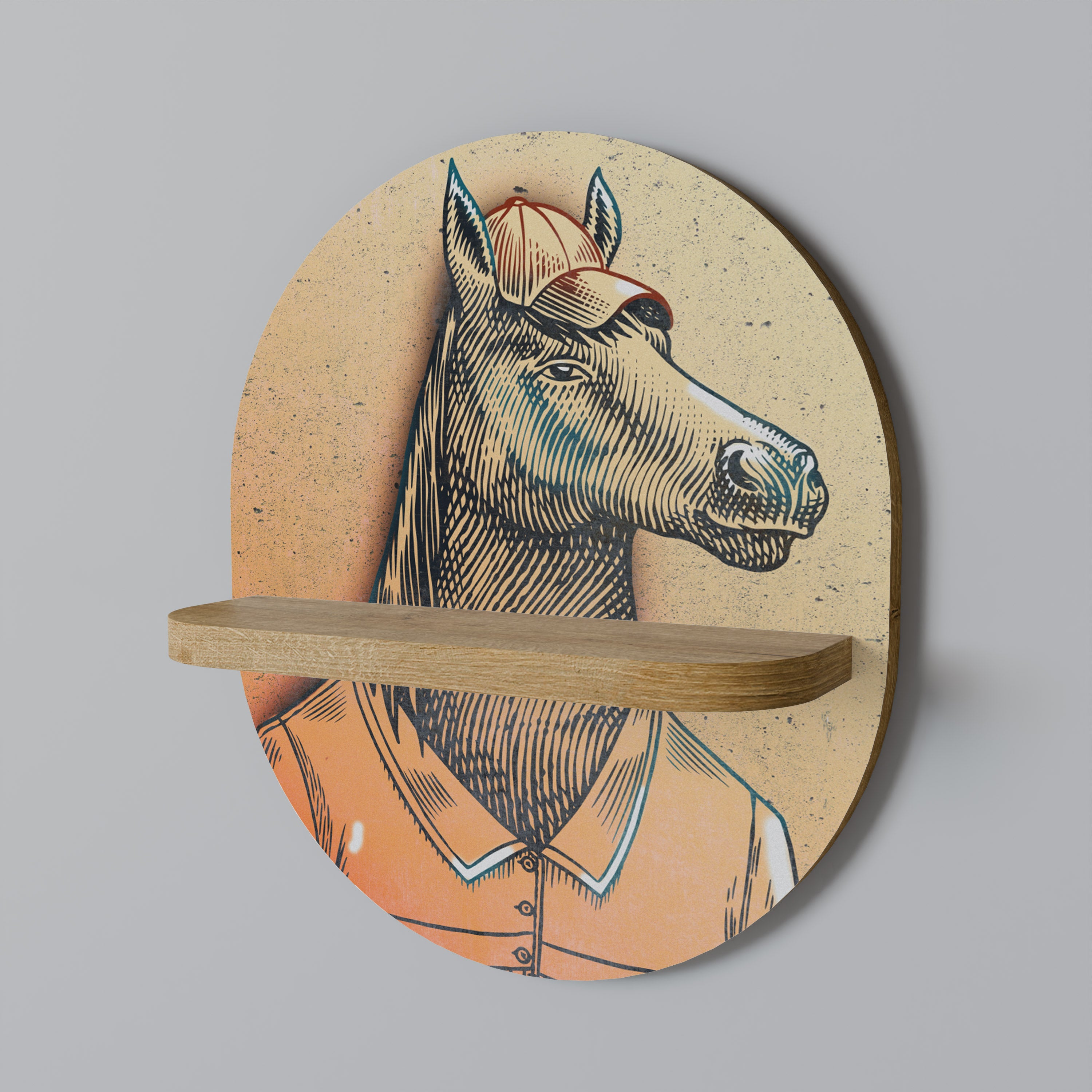 EQUINE SWAGGER Oval konsthylla i ekeffekt