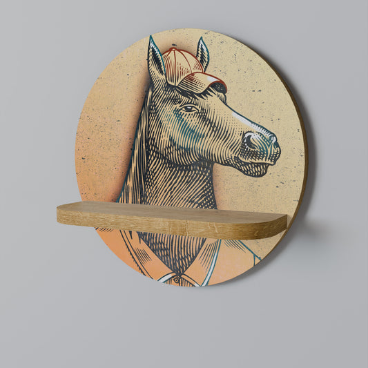 EQUINE SWAGGER Round Art Shelf In Oak Effect
