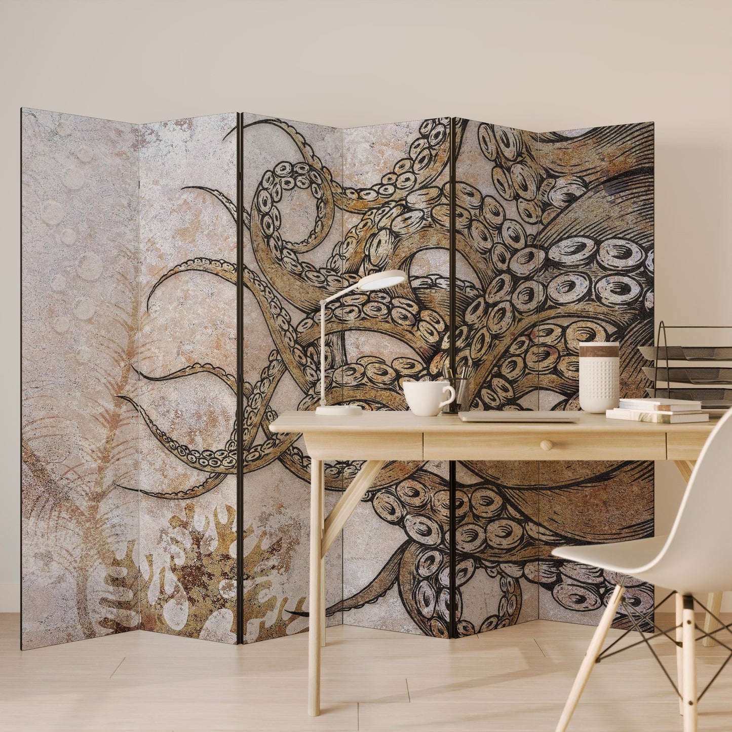 Dekorativ rumsavdelare med 6 paneler ECHOES OF ATLANTIS