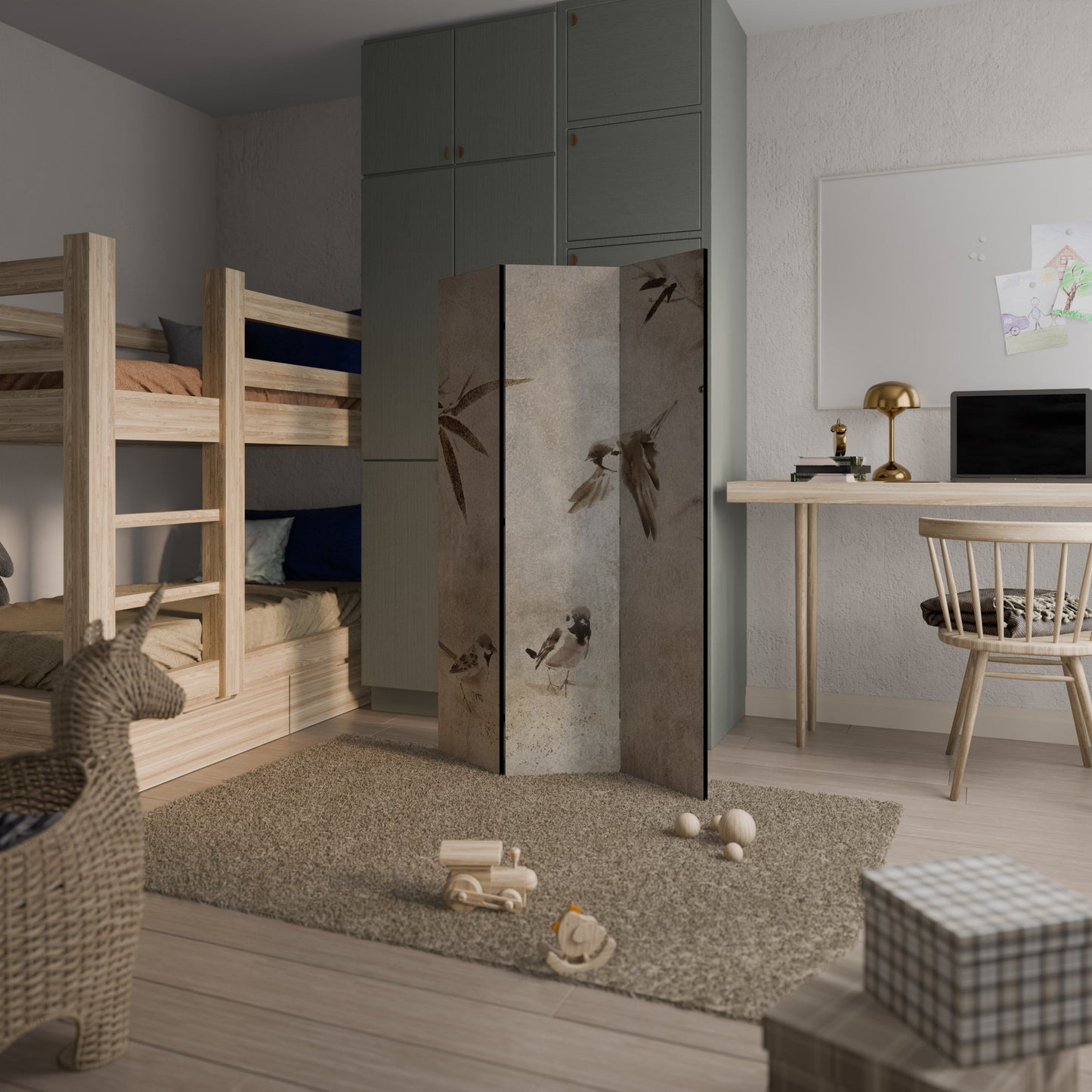Sparrow Bliss Dekorativ rumsavdelare med 3 paneler