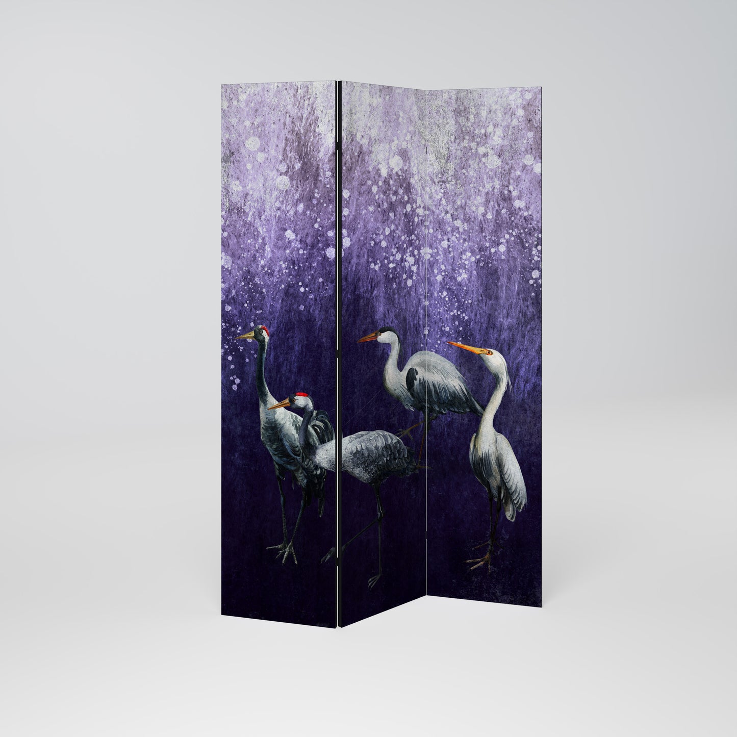 MYSTICAL CRANE GATHERING Dekorativ rumsavdelare – 3 paneler