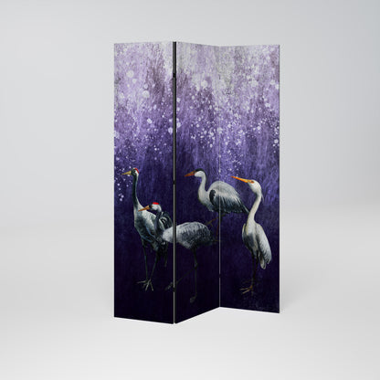 MYSTICAL CRANE GATHERING Dekorativ rumsavdelare – 3 paneler