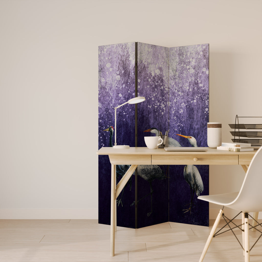 MYSTICAL CRANE GATHERING 3-Panel Room Divider