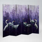 MYSTICAL CRANE GATHERING Decorative 6-Panel Room Divider
