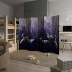 MYSTICAL CRANE GATHERING Decorative 6-Panel Room Divider