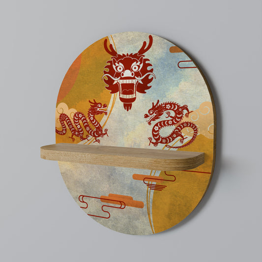 MYSTICAL DRAGON Oval Art Hylla I Ekeffekt