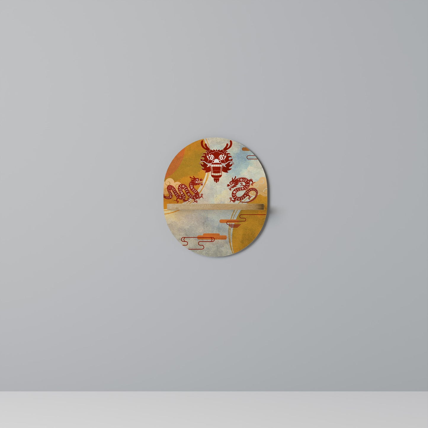 MYSTICAL DRAGON Oval Art Hylla I Ekeffekt