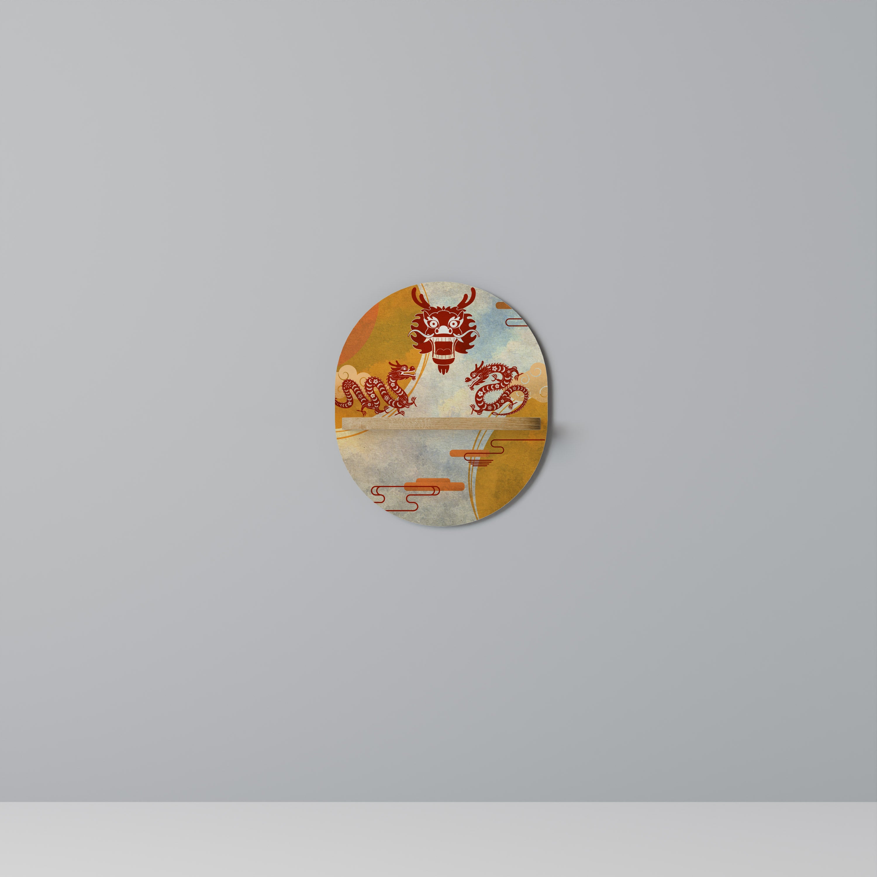 MYSTICAL DRAGON Oval Art Hylla I Ekeffekt