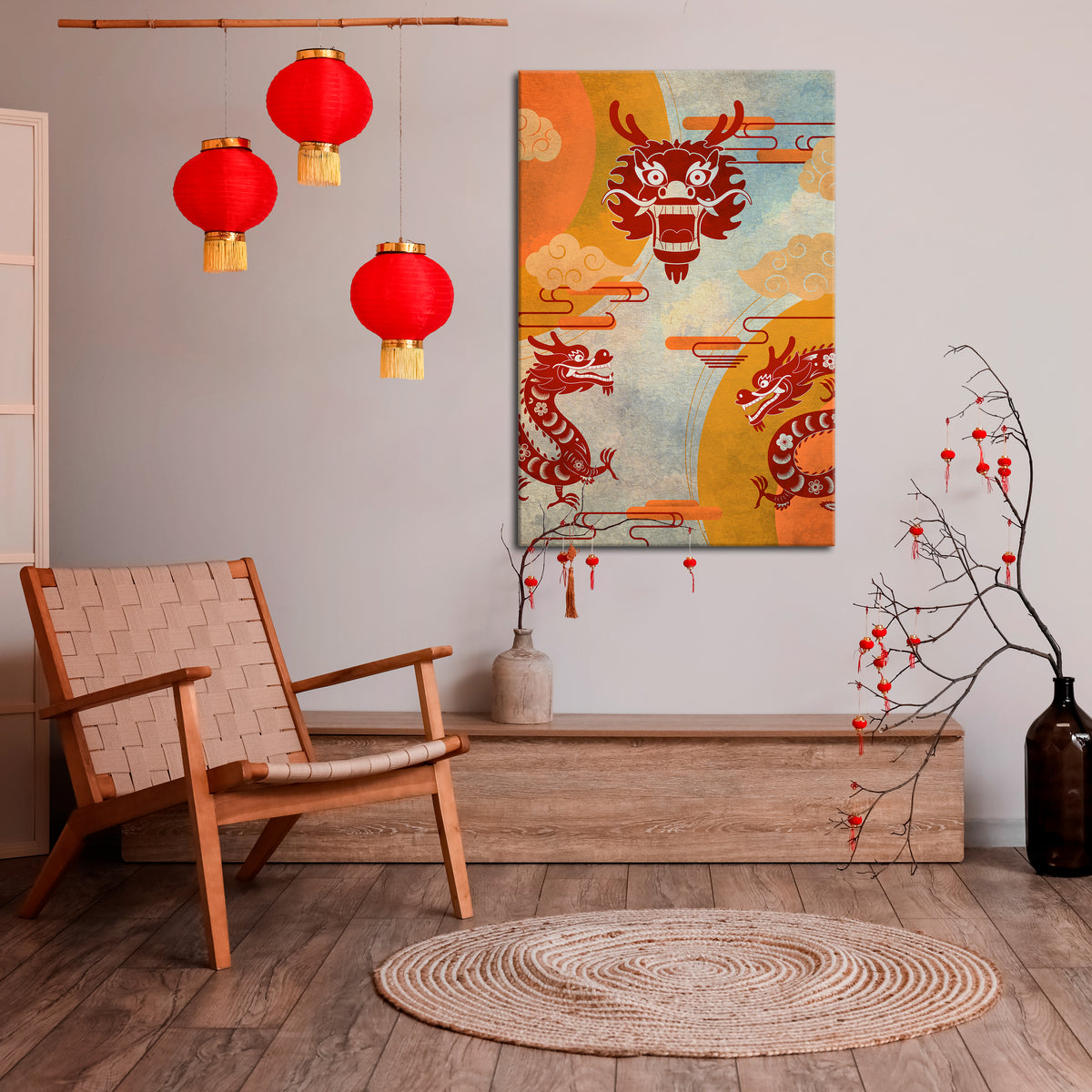 MYSTICAL DRAGON Vertical Canvas Print