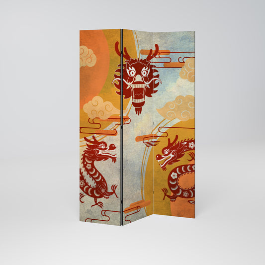 MYSTICAL DRAGON Dekorativ rumsavdelare – 3 paneler