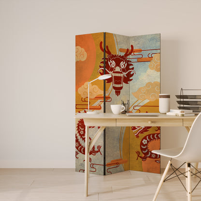 MYSTICAL DRAGON Dekorativ rumsavdelare – 3 paneler