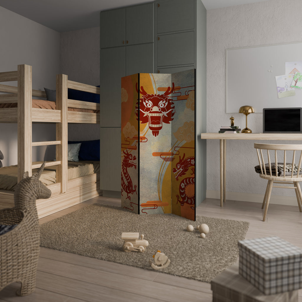 MYSTICAL DRAGON Dekorativ rumsavdelare – 3 paneler