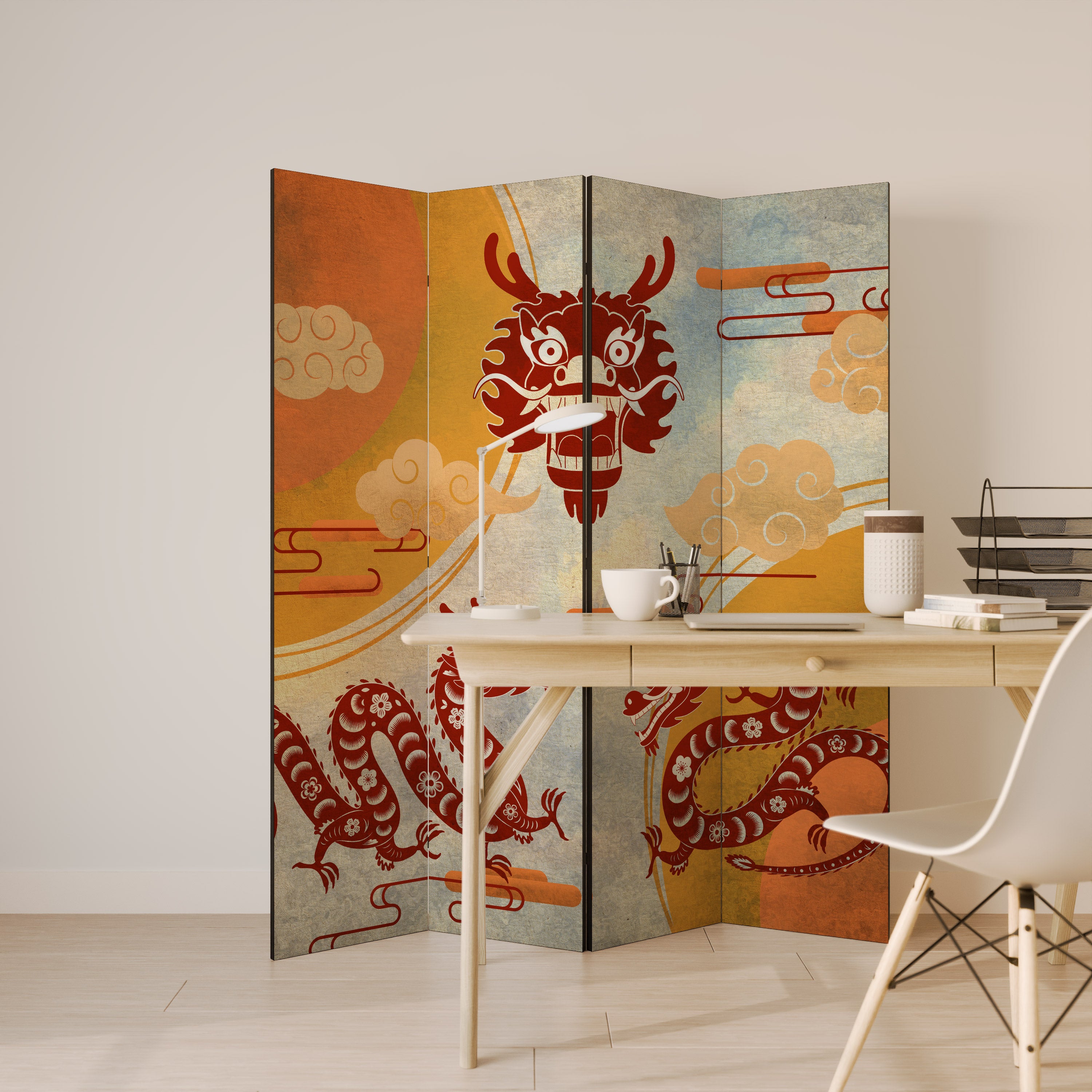 MYSTICAL DRAGON Rumsavdelare 4 paneler
