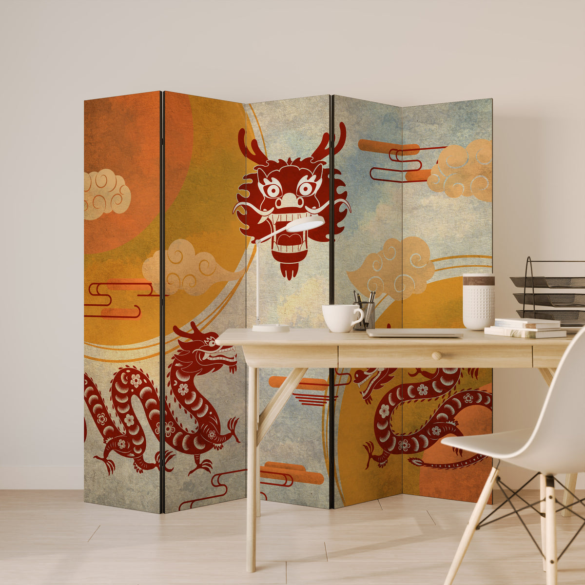 MYSTICAL DRAGON 5-Panel Room Divider