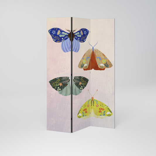 Dekorativ rumsavdelare med 3 paneler MOTH INTO THE LIGHT