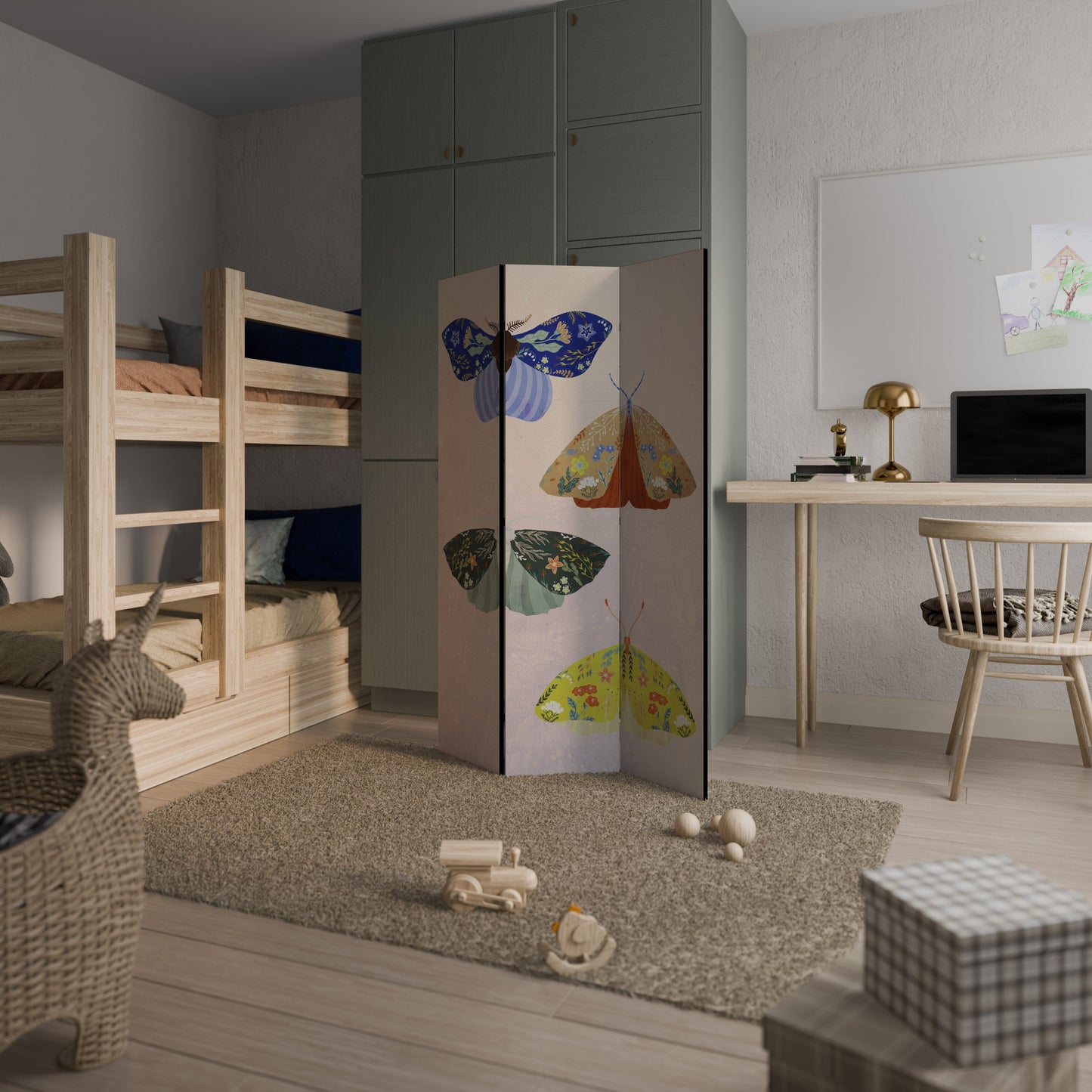 MOTH INTO THE LIGHT Decorative 3-Panel Room Divider