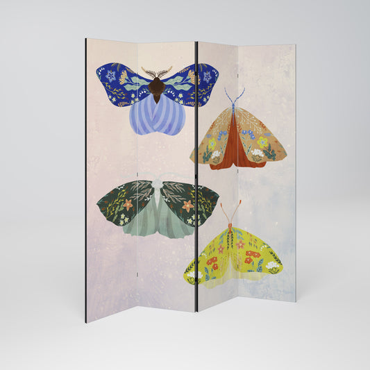 Dekorativ rumsavdelare med 4 paneler MOTH INTO THE LIGHT