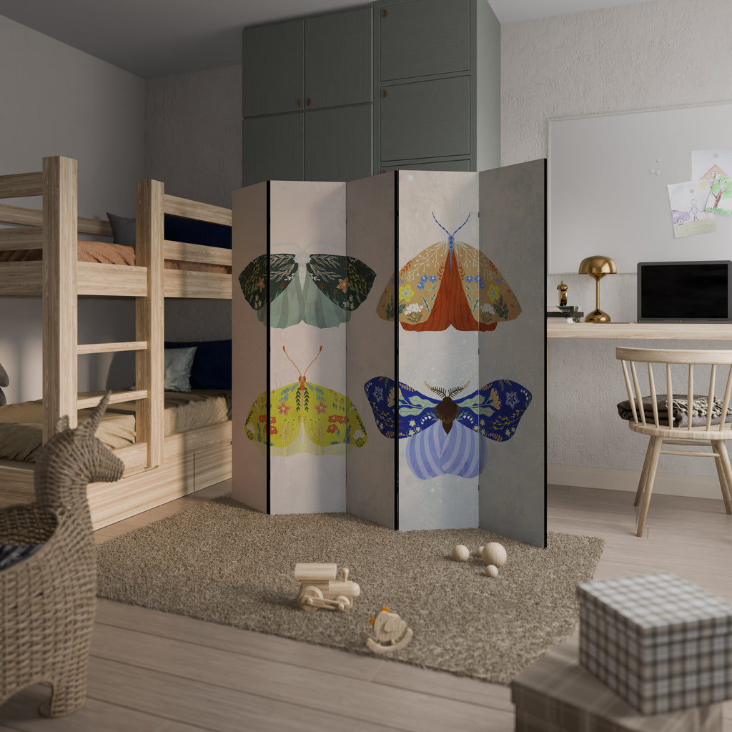 MOTH INTO THE LIGHT Dekorativ rumsavdelare – 5 paneler