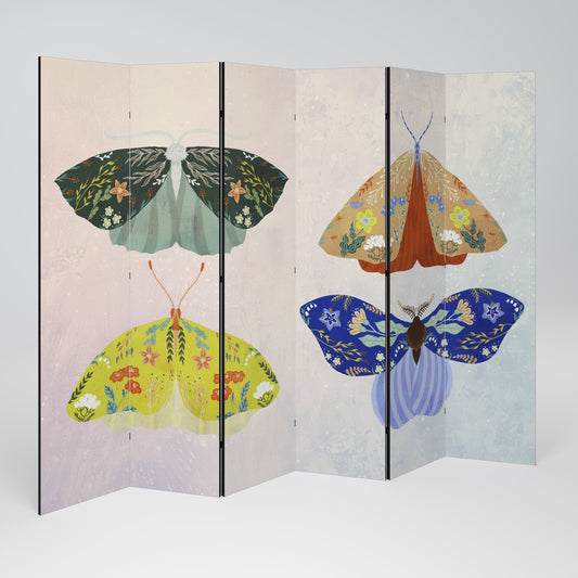 Dekorativ rumsavdelare med 6 paneler MOTH INTO THE LIGHT