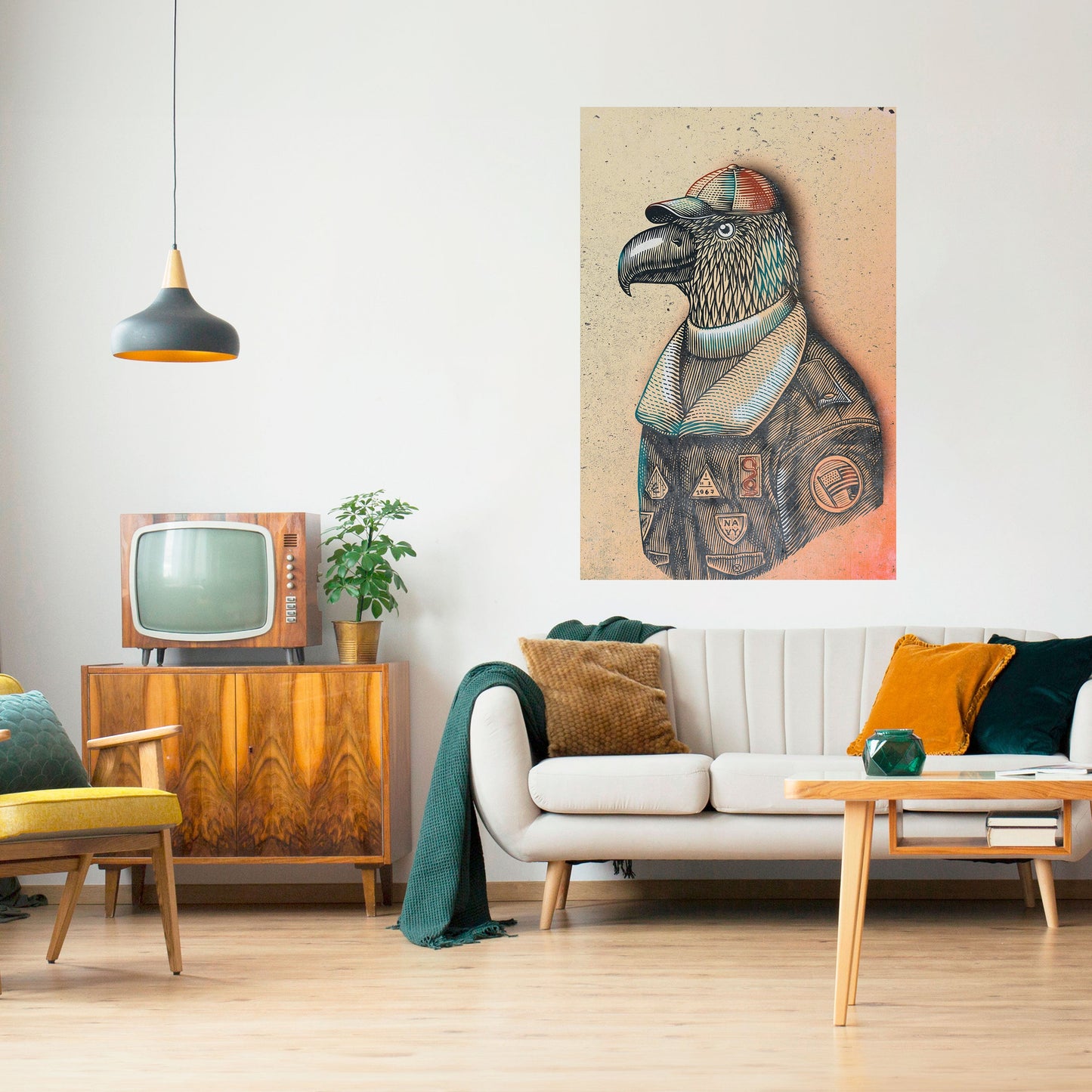 Fjädrad Fashionista vertikal poster med självhäftande text