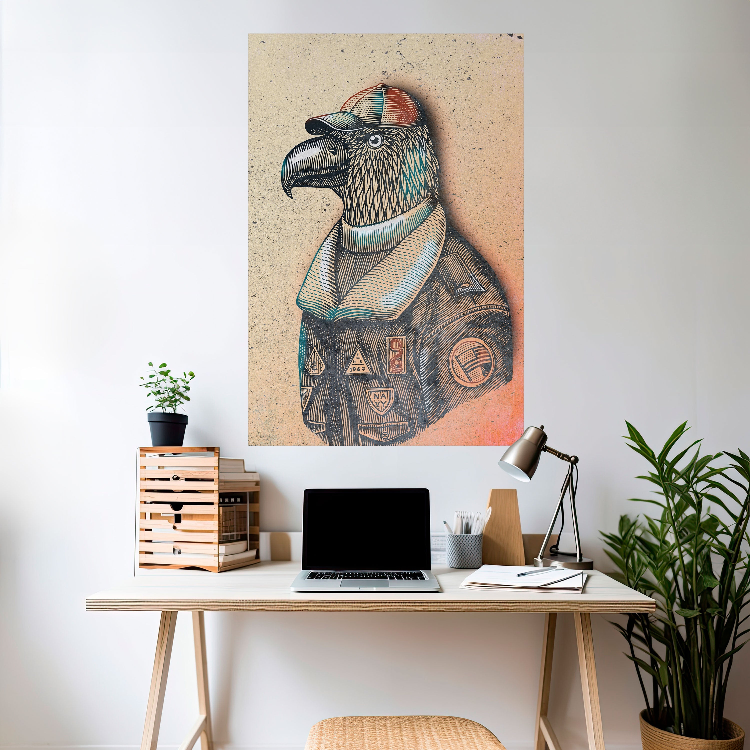 Fjädrad Fashionista vertikal poster med självhäftande text