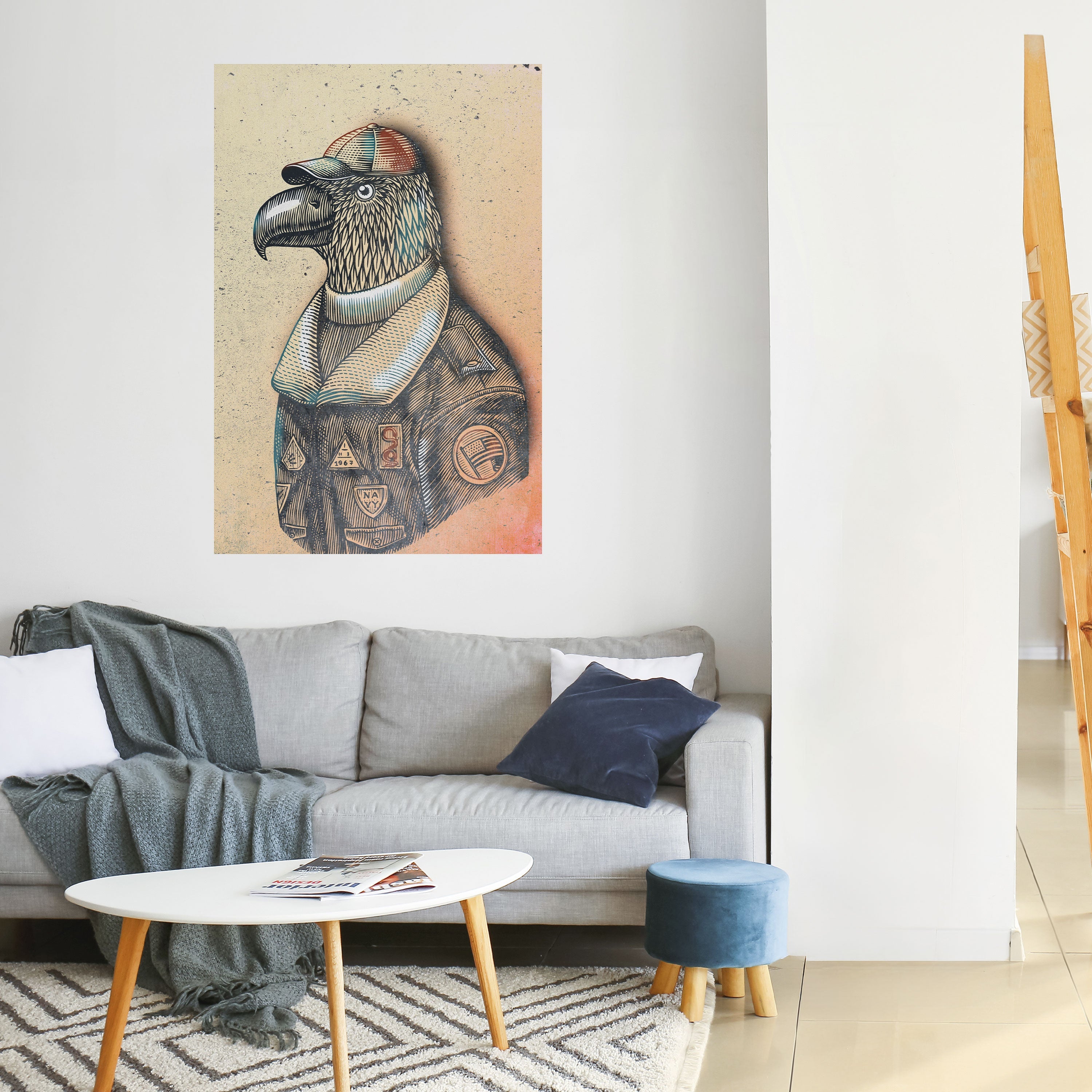 Fjädrad Fashionista vertikal poster med självhäftande text