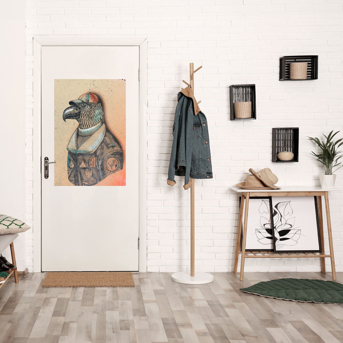 Fjädrad Fashionista vertikal poster med självhäftande text