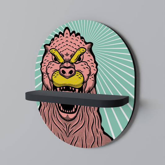 GODZILLA VÄLKOMMEN Oval konsthylla i svart finish
