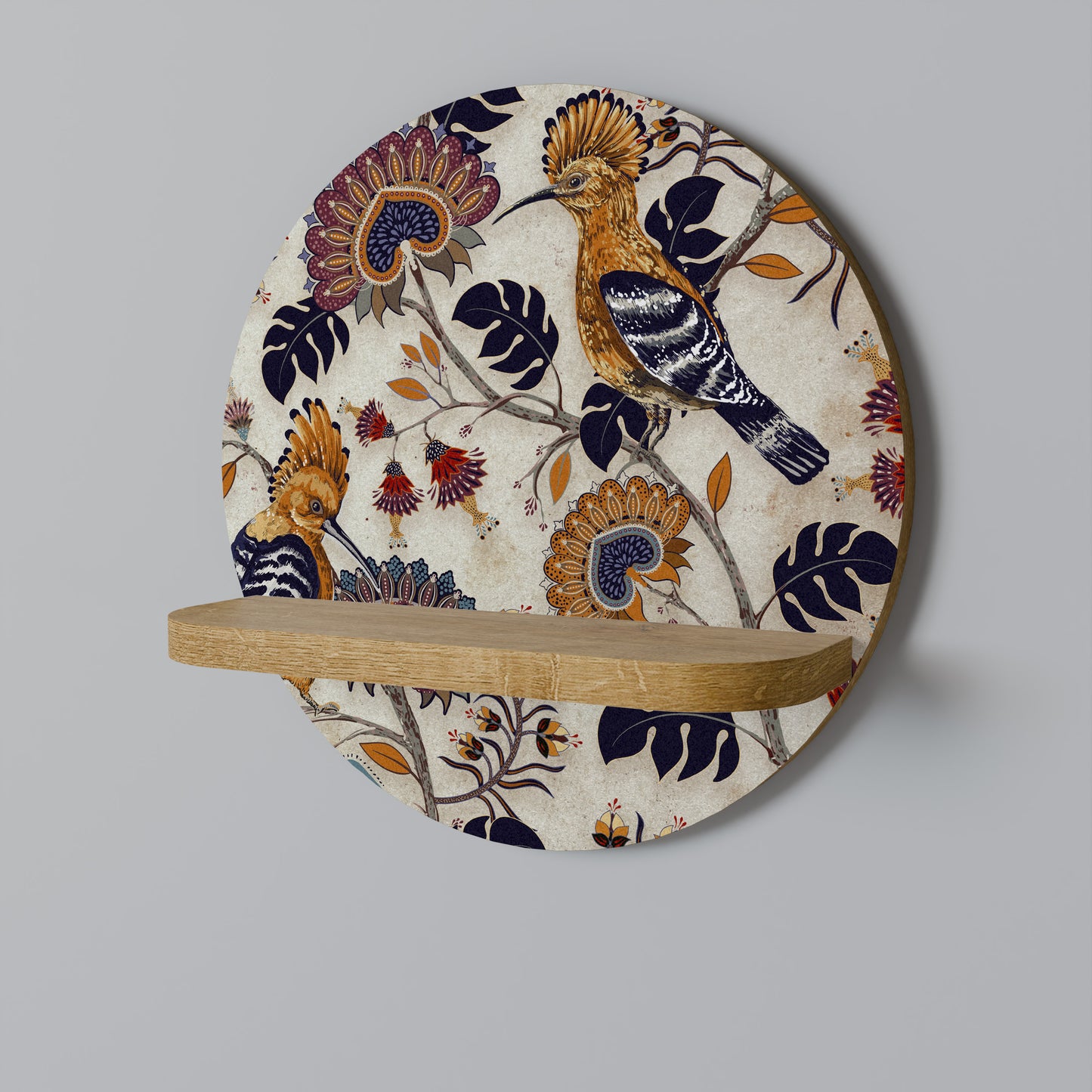 EMINENT HOOPOE Round Art Shelf In Oak Effect