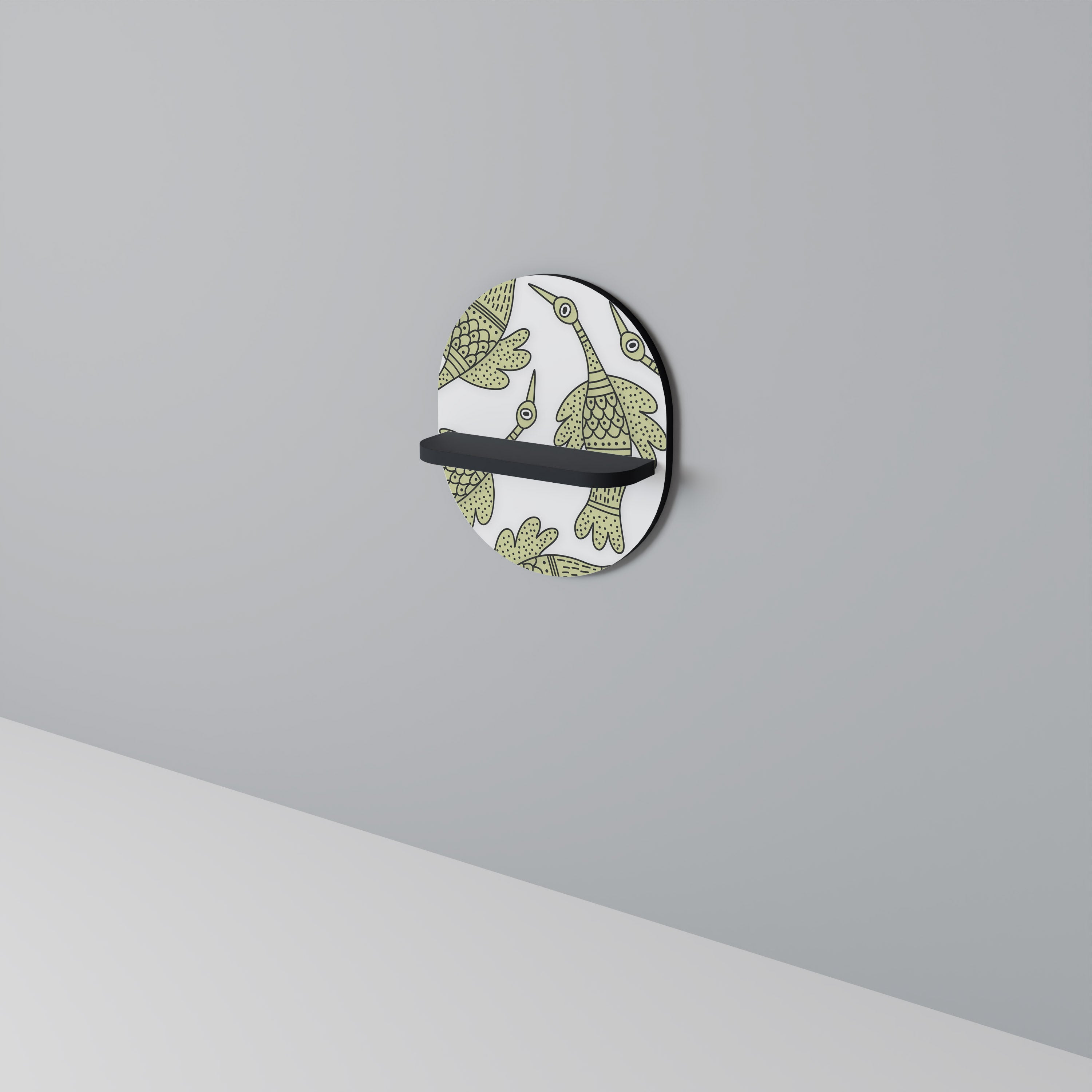 SEEDLING SONGbird Oval konsthylla i svart finish