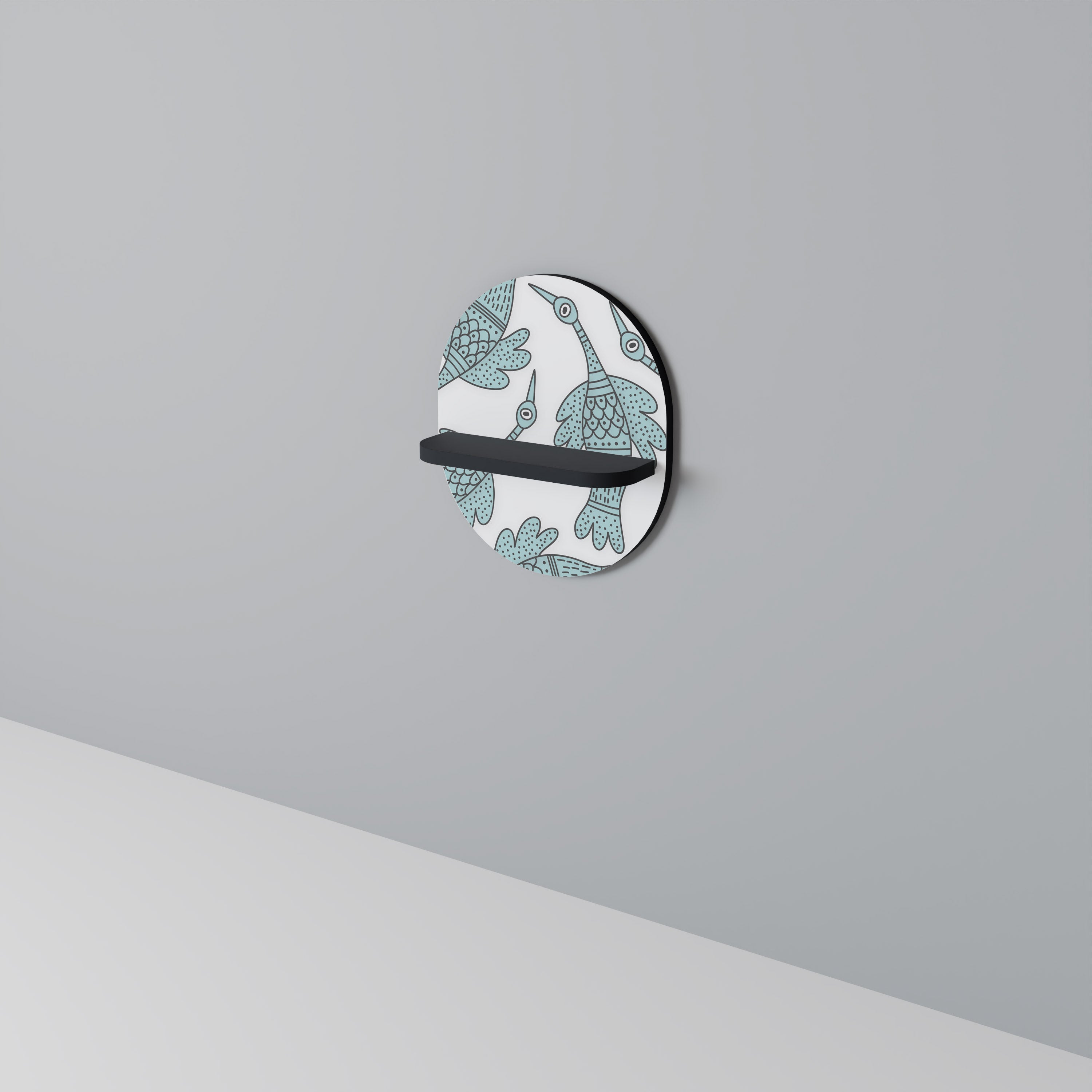 WATERSPOUT SONGIBIRD Oval konsthylla i svart finish