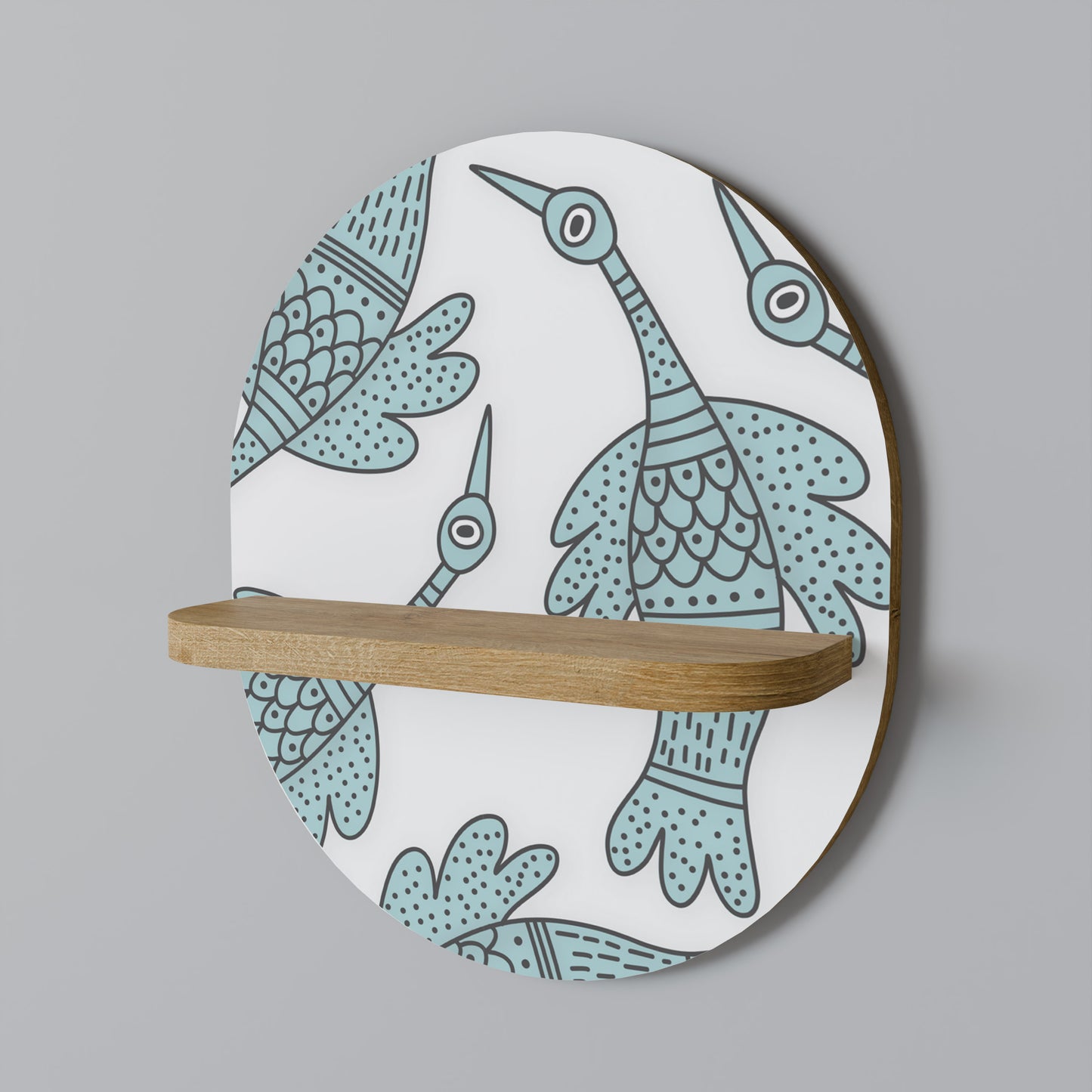 WATERSPOUT SONGIBIRD Oval konsthylla i ekeffekt