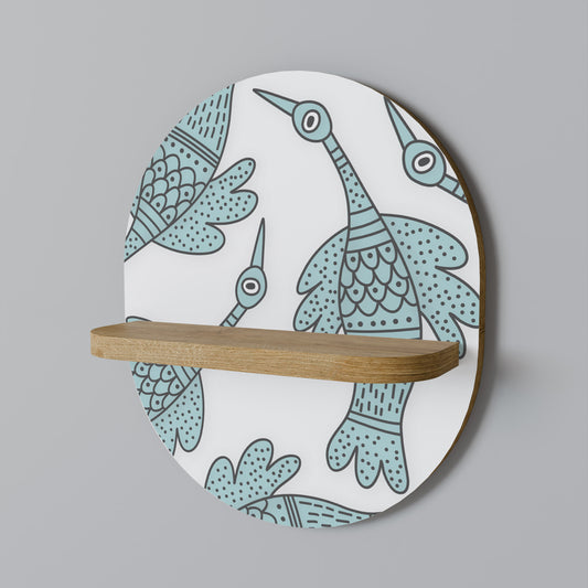 WATERSPOUT SONGIBIRD Oval konsthylla i ekeffekt