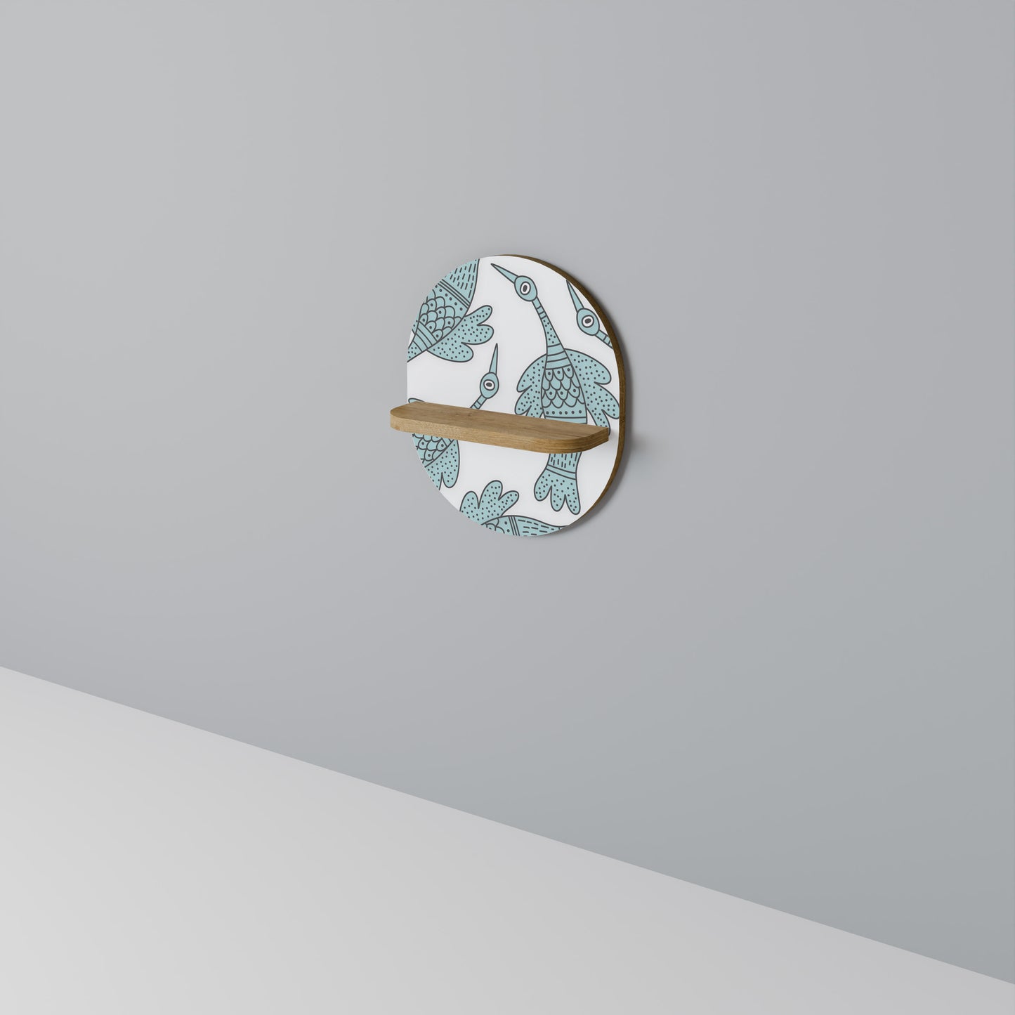 WATERSPOUT SONGIBIRD Oval konsthylla i ekeffekt