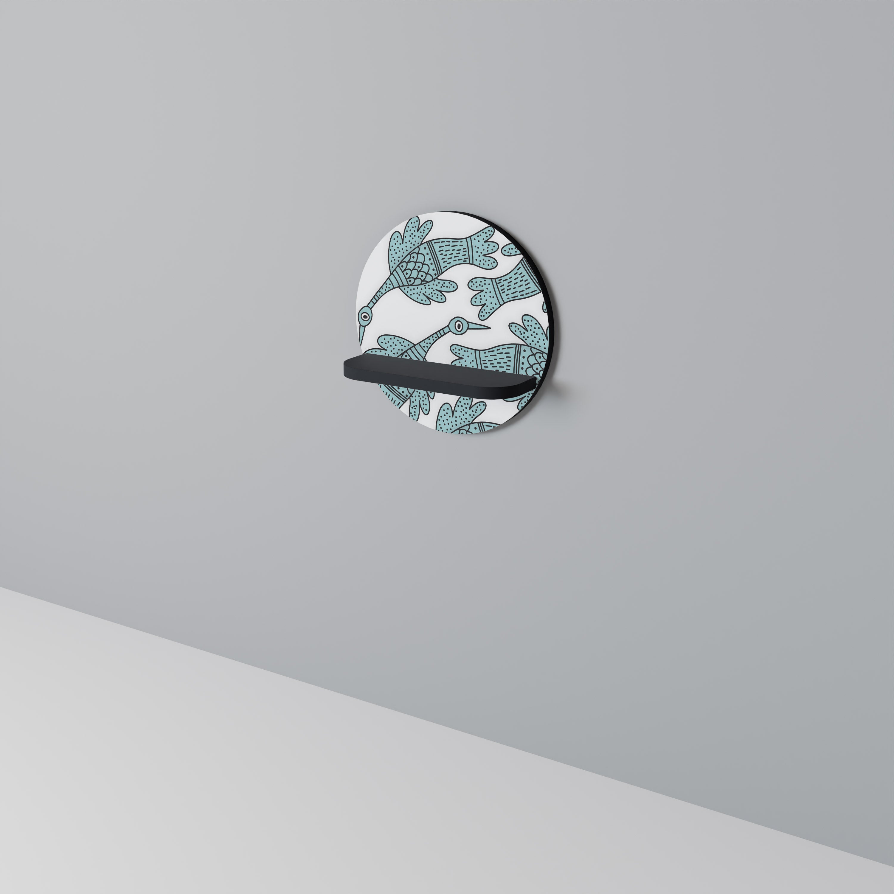 WATERSPOUT SONGIBIRD Rund konsthylla i svart finish