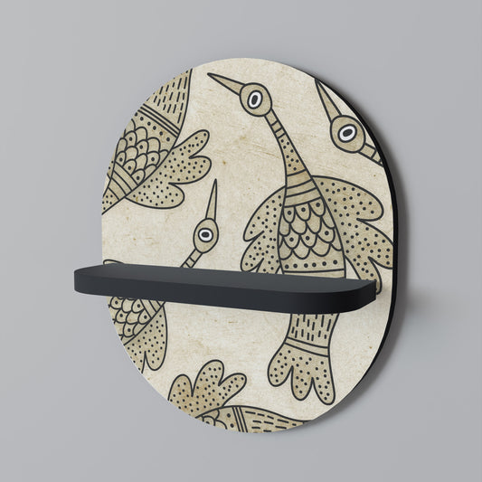 ALMONDINE SONGBIRD Oval konsthylla i svart finish