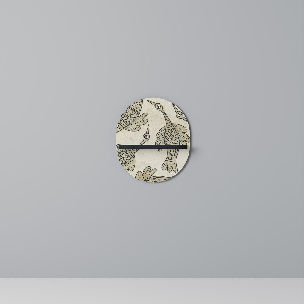 ALMONDINE SONGBIRD Oval konsthylla i svart finish