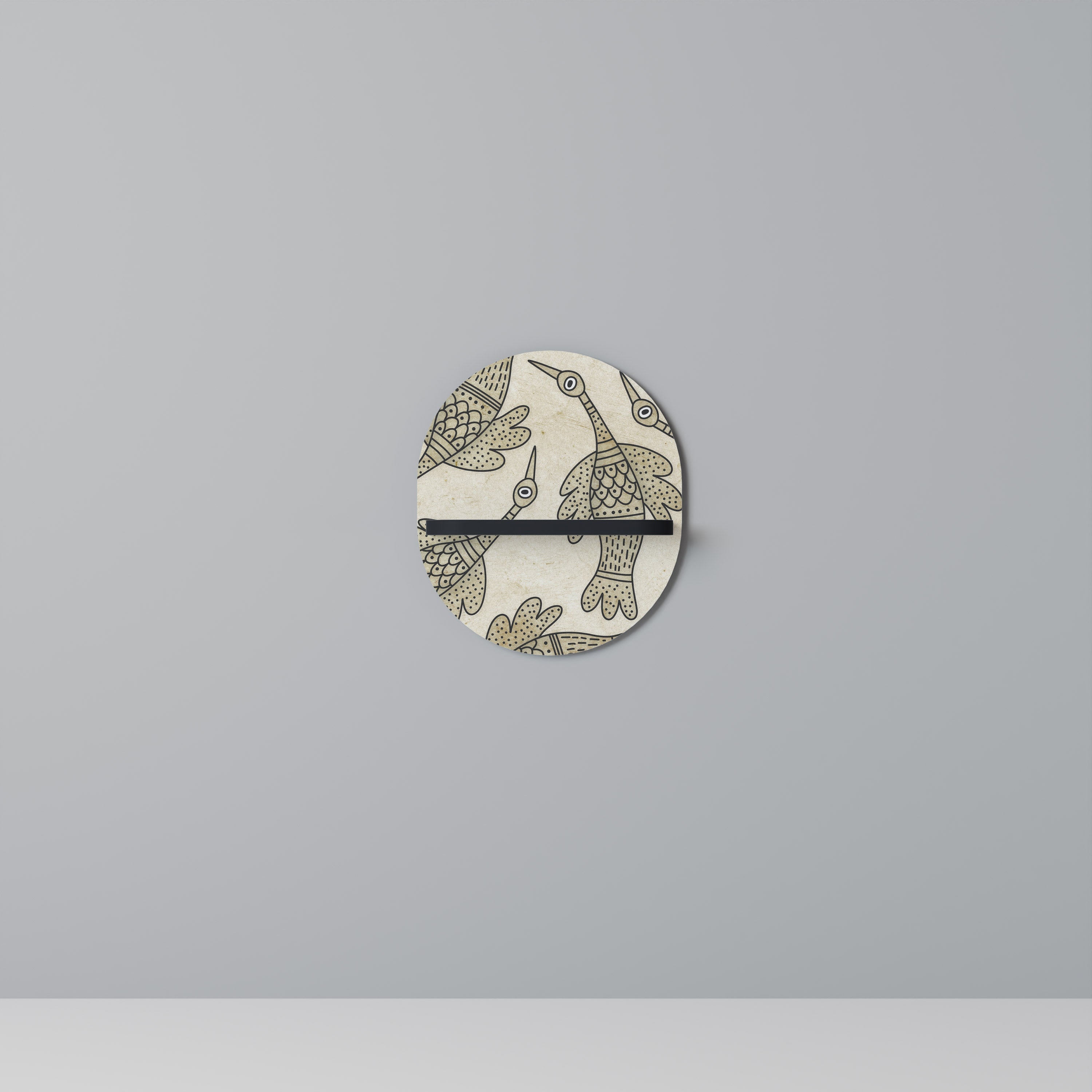 ALMONDINE SONGBIRD Oval konsthylla i svart finish