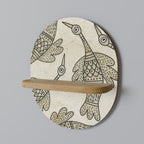 ALMONDINE SONGBIRD Oval Art Shelf In Oak Effect