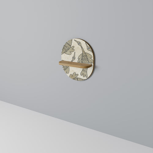 ALMONDINE SONGBIRD Oval Art Shelf In Oak Effect