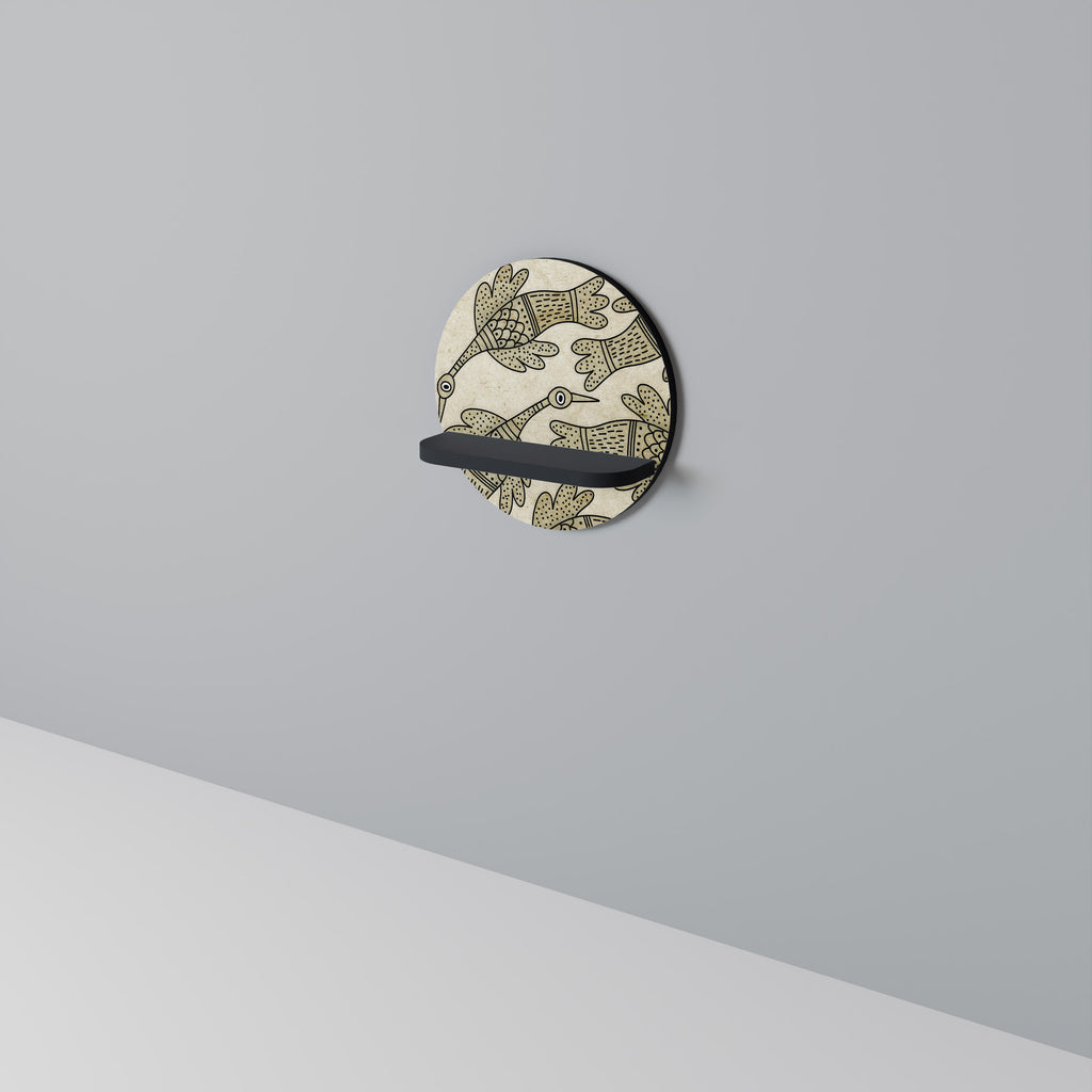 ALMONDINE SONG bird Rund konsthylla i svart finish