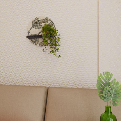 ALMONDINE SONG bird Rund konsthylla i svart finish