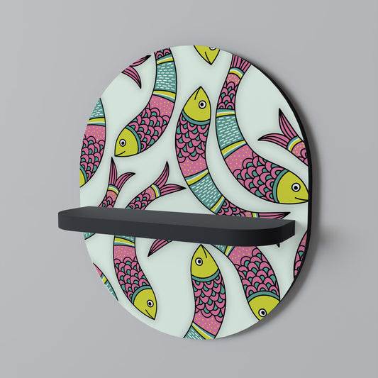 INDIAN FISH Oval konsthylla i svart finish