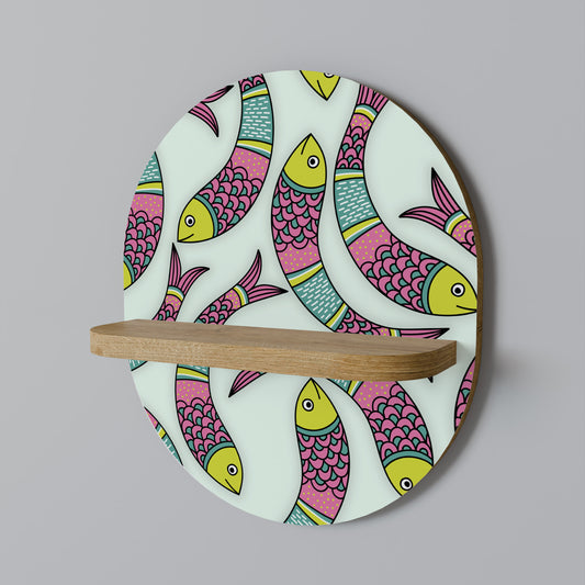 INDISK FISK Oval konsthylla i ekeffekt
